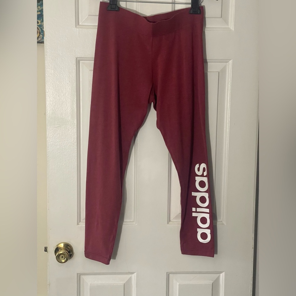 Adidas Women’s Large Plum Sweatpants /Joggers With White Logo On Leg.